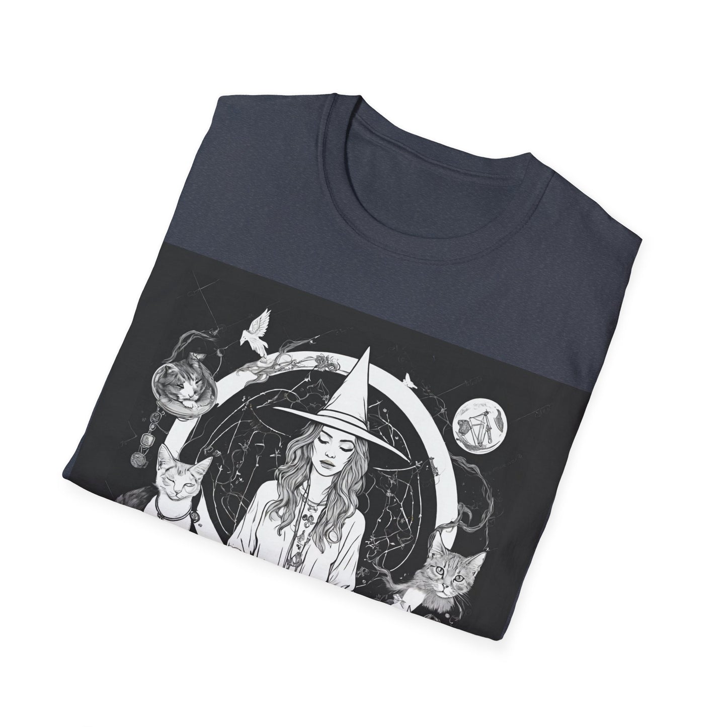 Celebrate your inner witch while mediating with the mediate for a momen5 shirt - great for yoga, casual, workout, or manifesting folded shirt