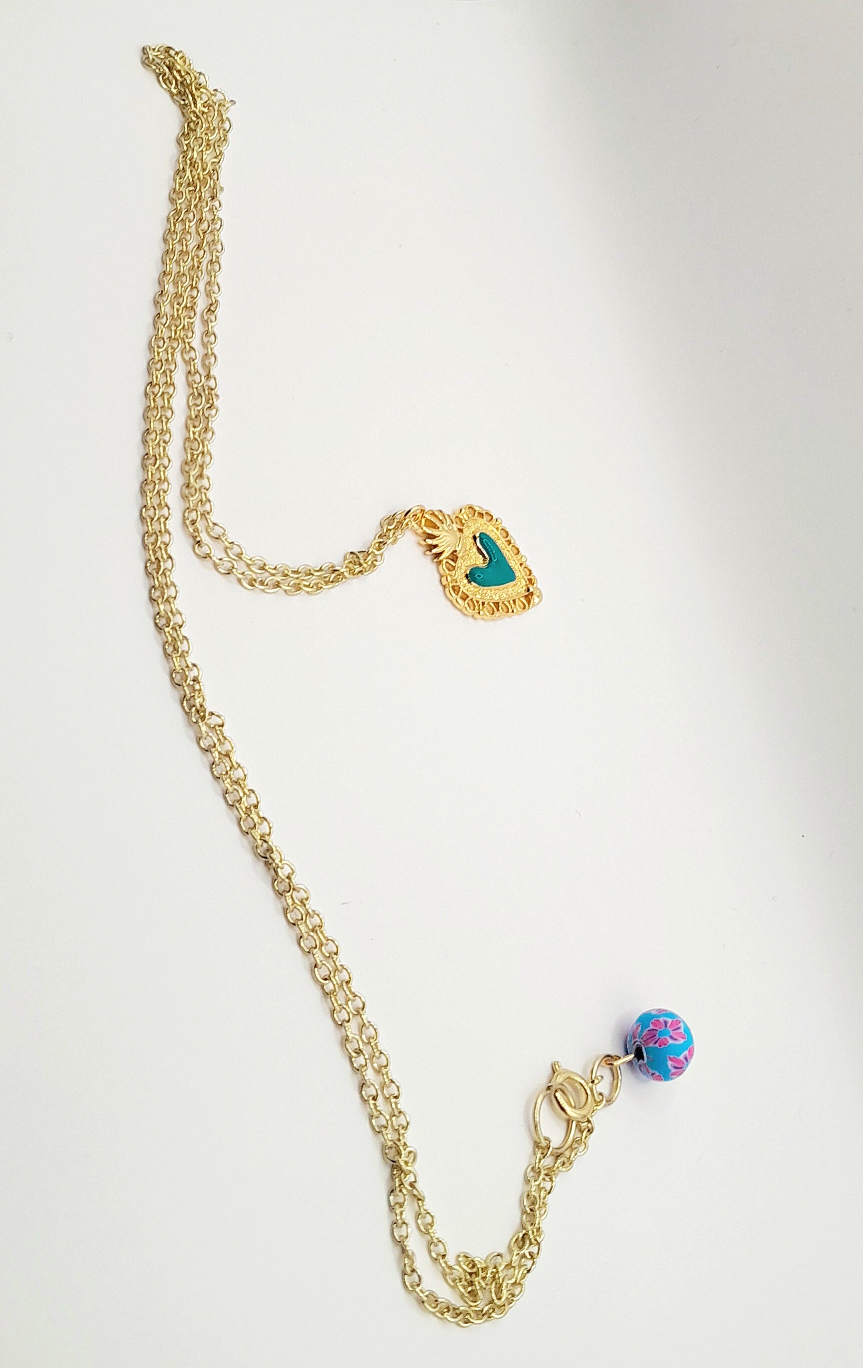 Piece of My Heart Necklace Enamel Heart Charm on Gold Chain