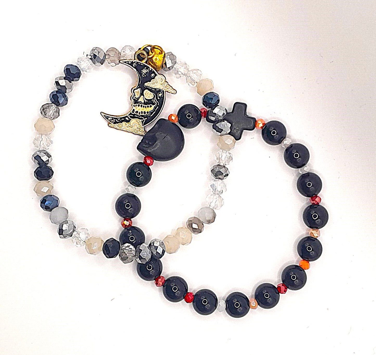 Raven & Plague-Themed Beaded Bracelet Set