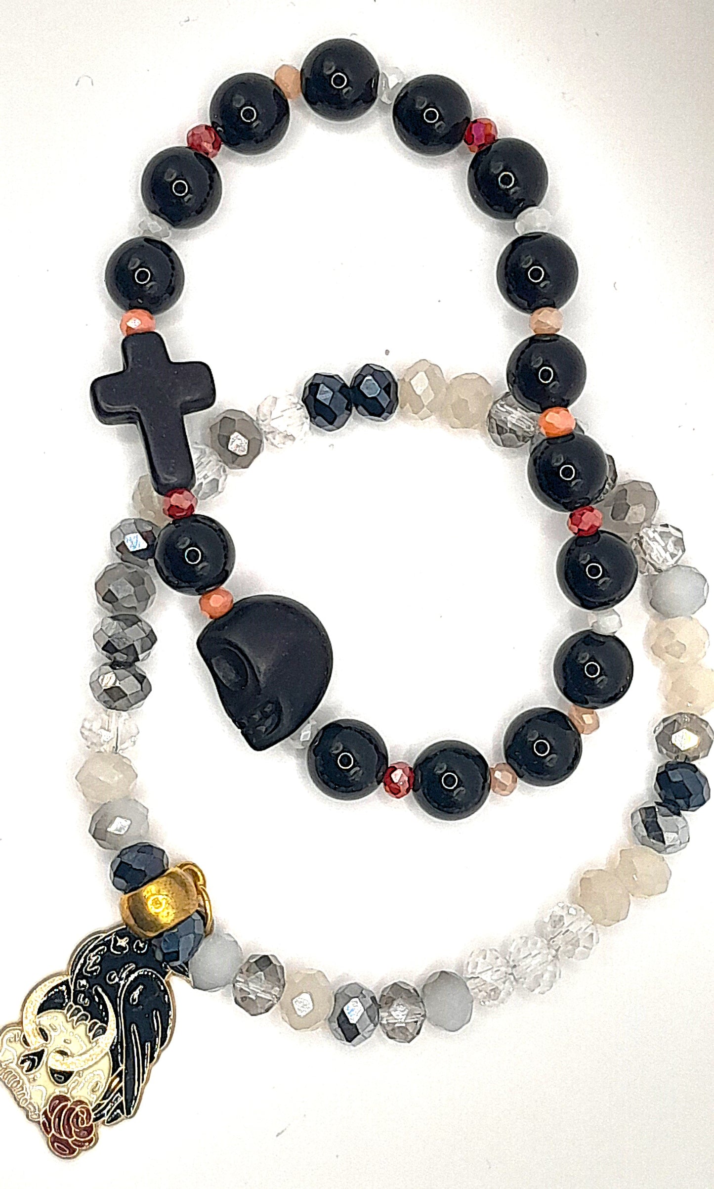 Raven & Plague-Themed Beaded Bracelet Set