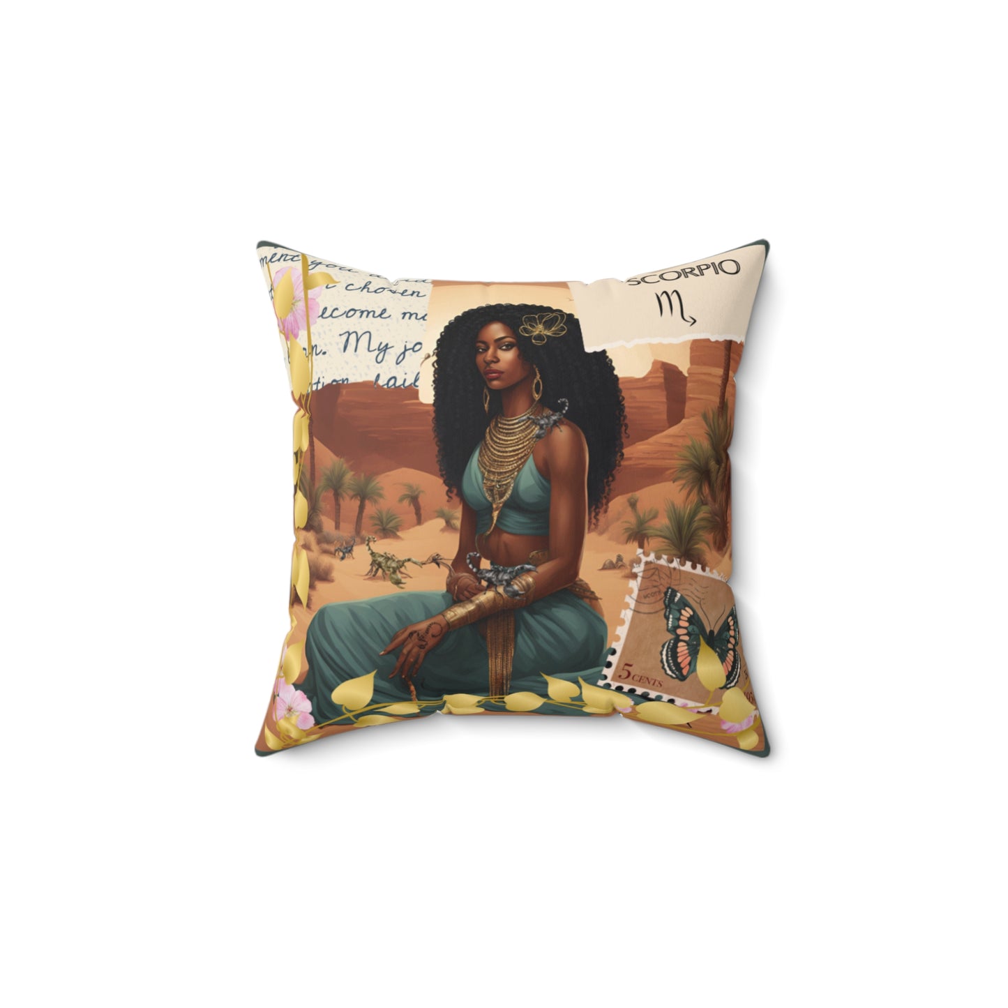 Faux Suede Square Pillow - Zodiac Scorpio Comfy Pillow Front and Back Image