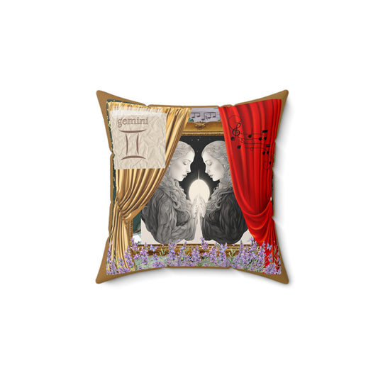 Zodiac Gemini Faux Suede Square Pillow