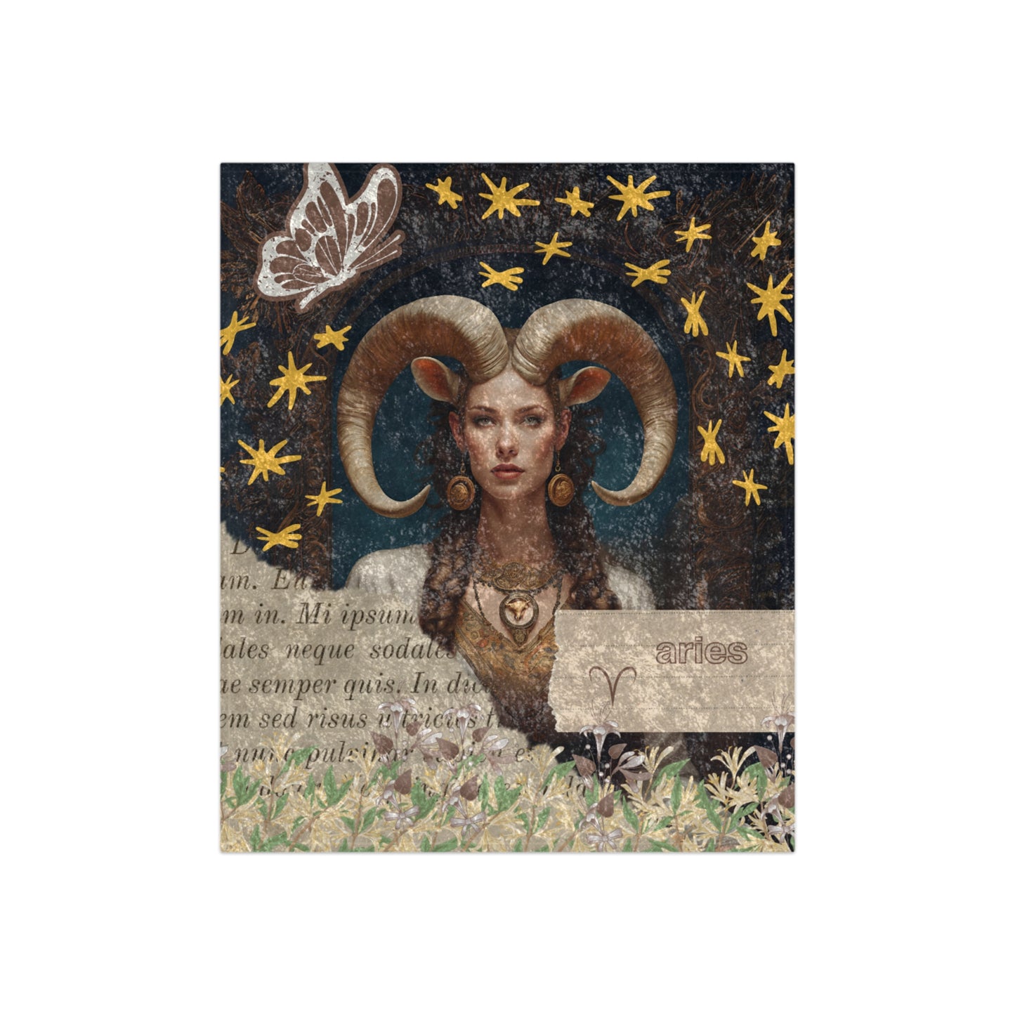 Zodiac Aries Luxury Crushed Velvet Blanket