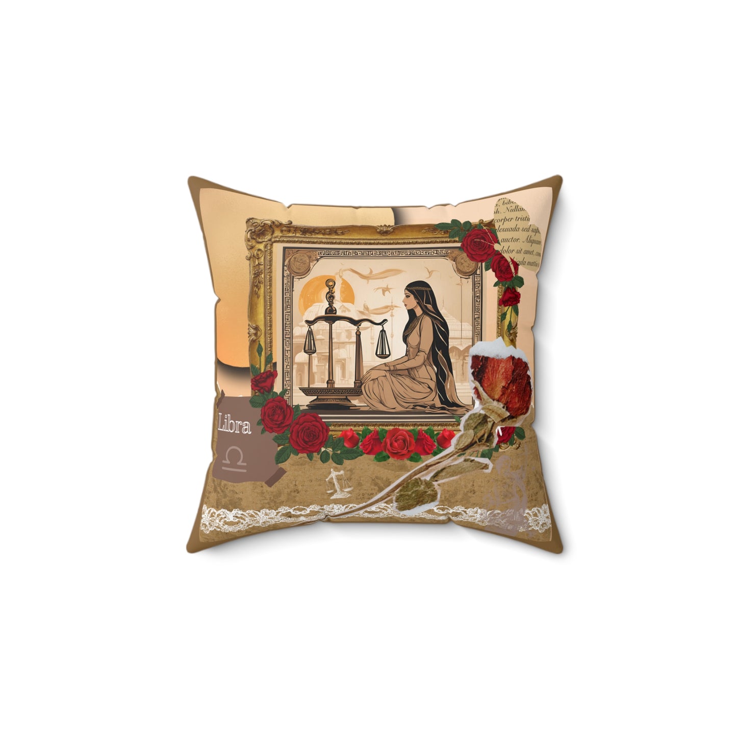 Zodiac Libra Faux Suede Square Pillow