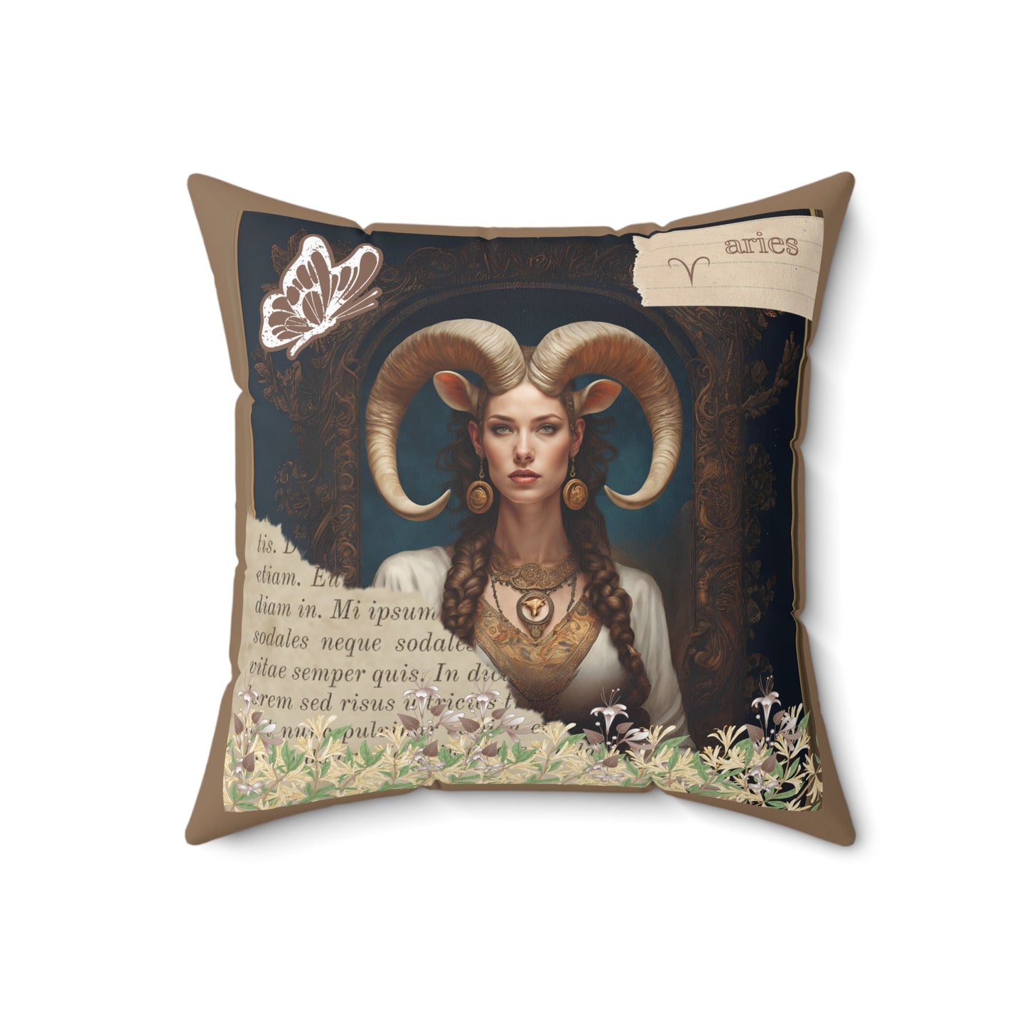 Zodiac Aries Faux Suede Square Pillow