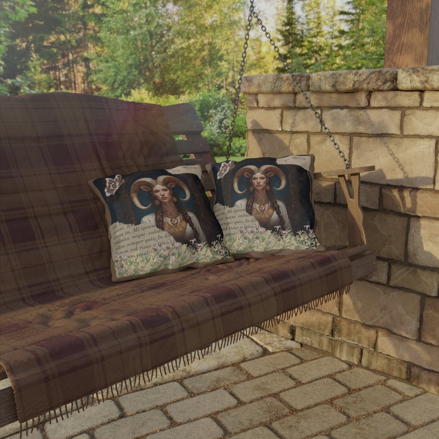 Outdoor Pillow - Aries Zodiac Sign