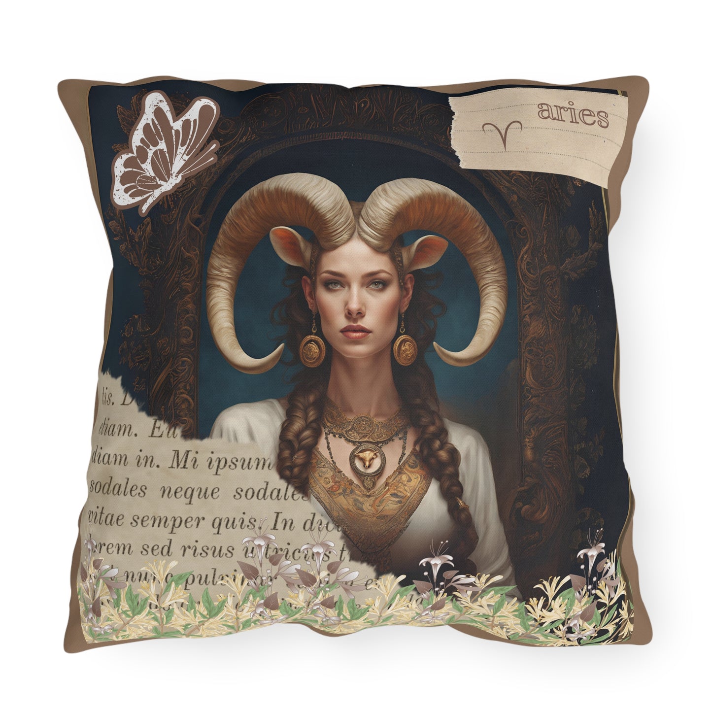 Outdoor Pillow - Aries Zodiac Sign