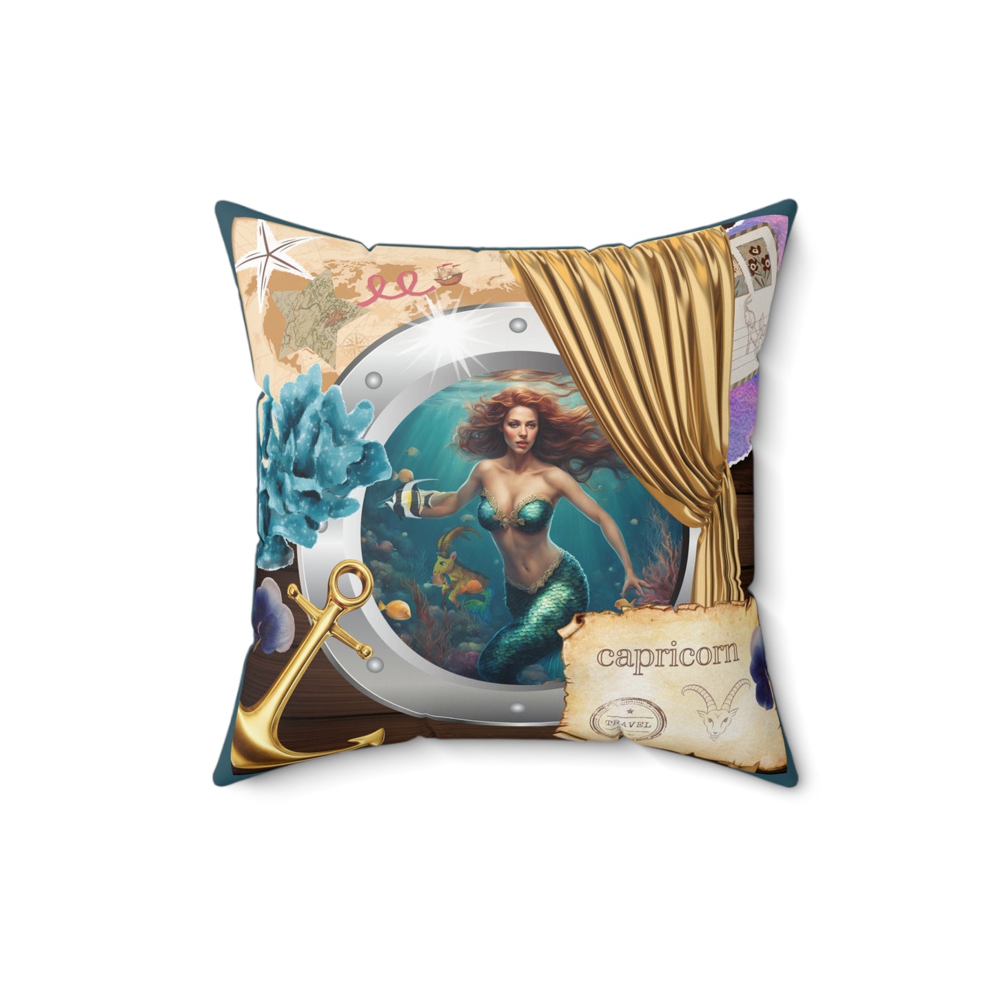 Zodiac Capricorn Faux Suede Square Pillow