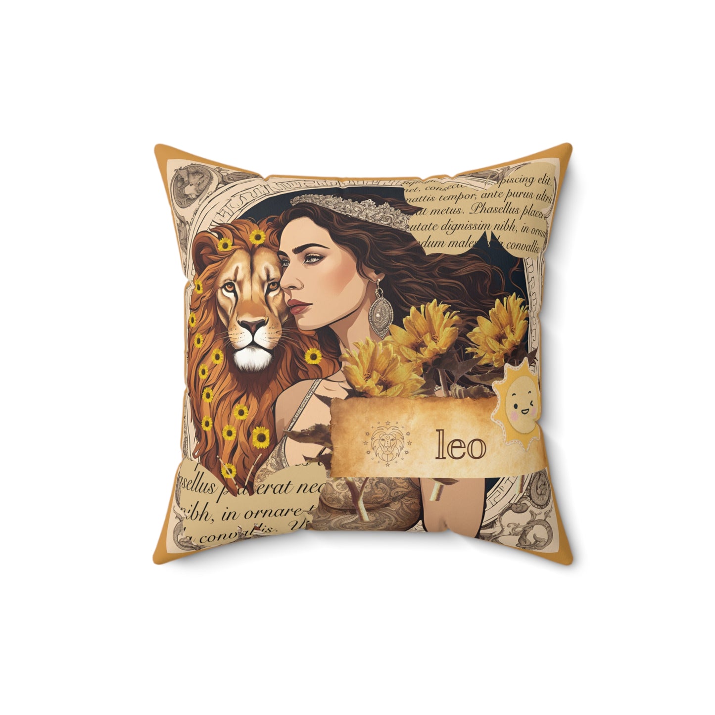 Zodiac Leo Faux Suede Square Pillow