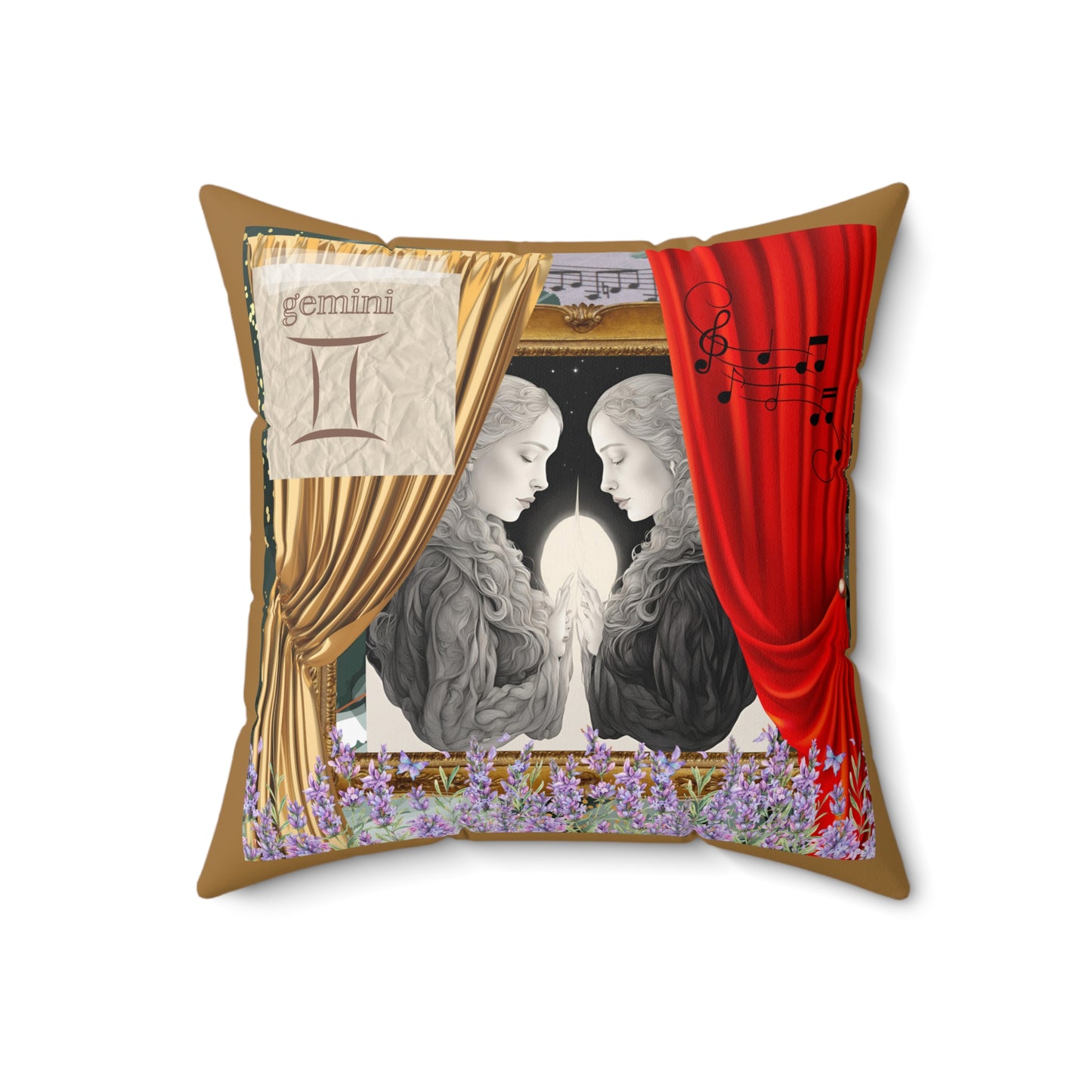 Zodiac Gemini Faux Suede Square Pillow