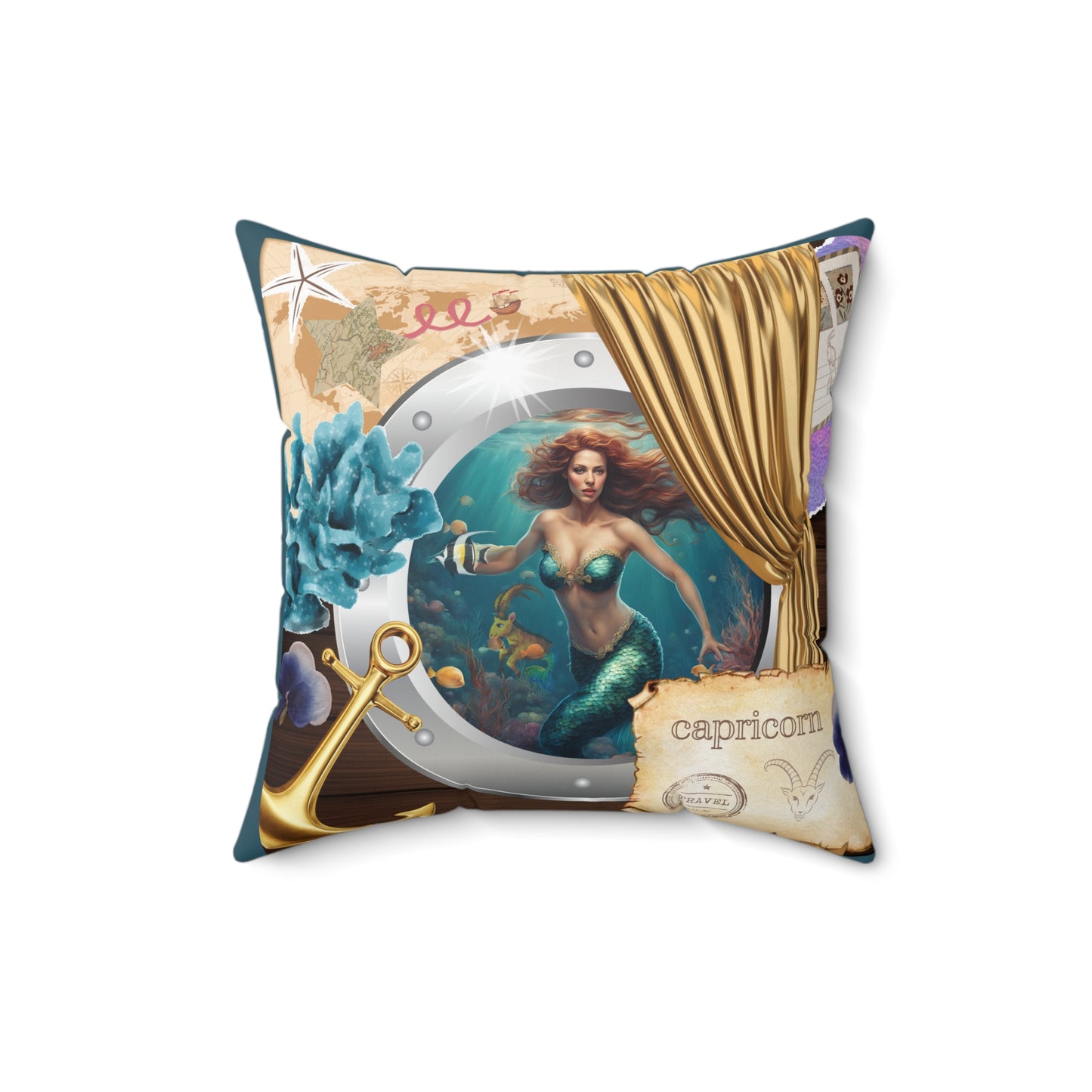 Zodiac Capricorn Faux Suede Square Pillow