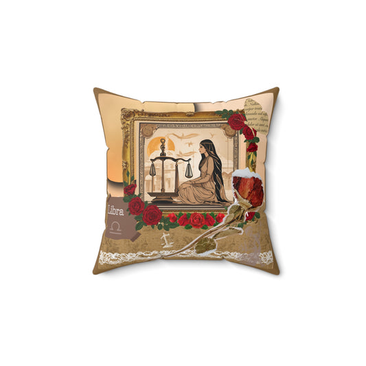 Zodiac Libra Faux Suede Square Pillow