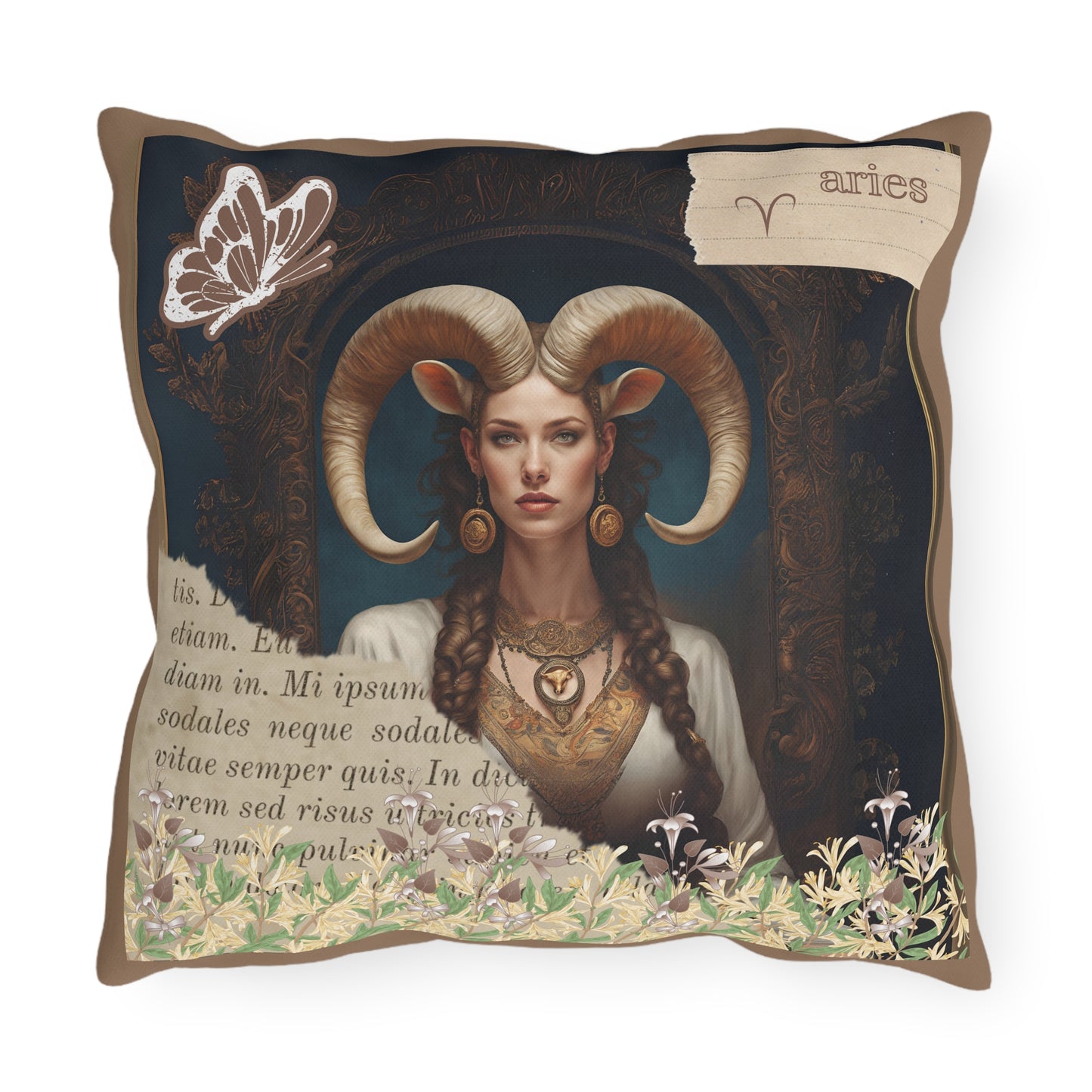 Outdoor Pillow - Aries Zodiac Sign