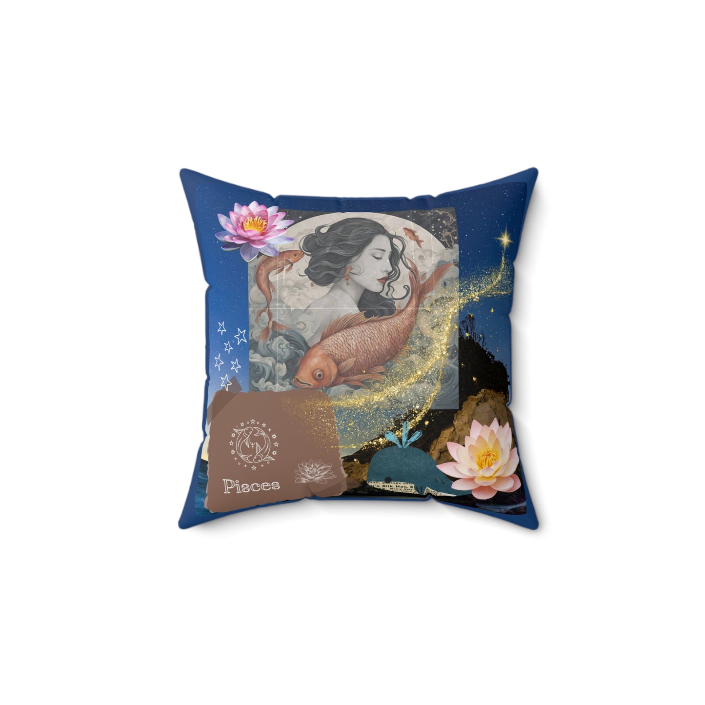 Zodiac Pisces Faux Suede Square Pillow