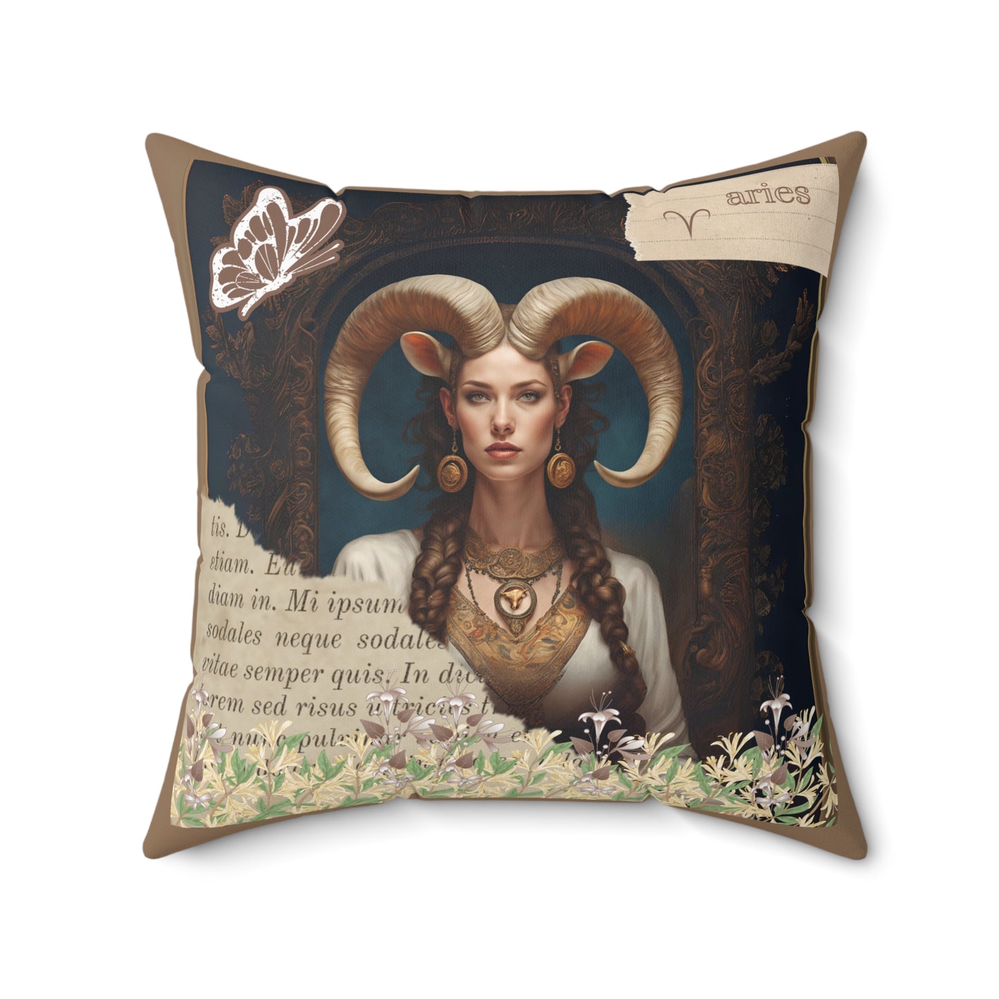 Zodiac Aries Faux Suede Square Pillow