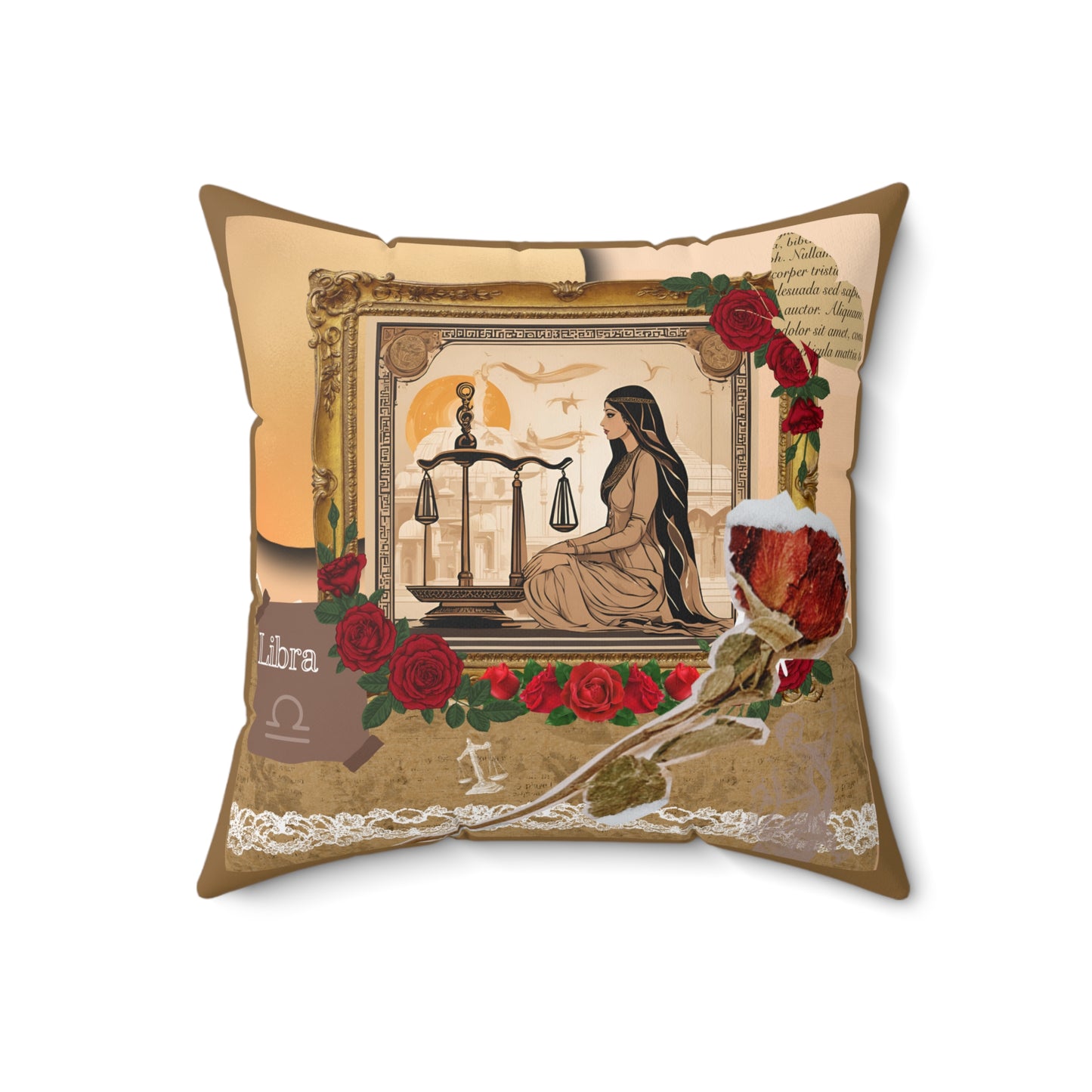 Zodiac Libra Faux Suede Square Pillow