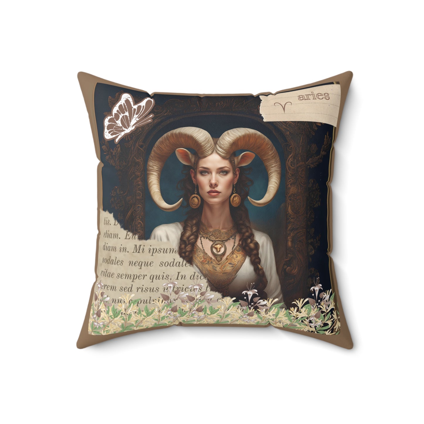 Zodiac Aries Faux Suede Square Pillow