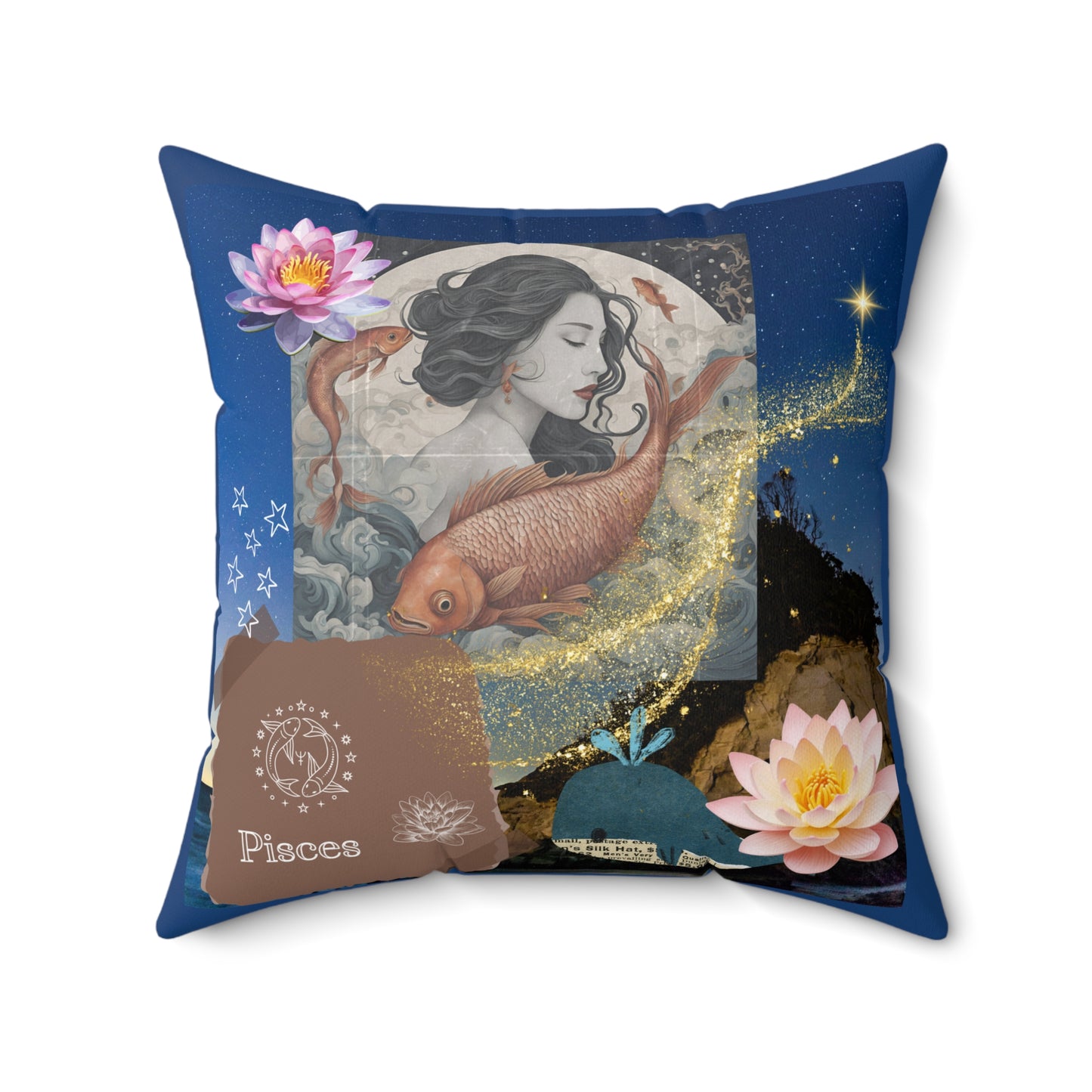 Zodiac Pisces Faux Suede Square Pillow