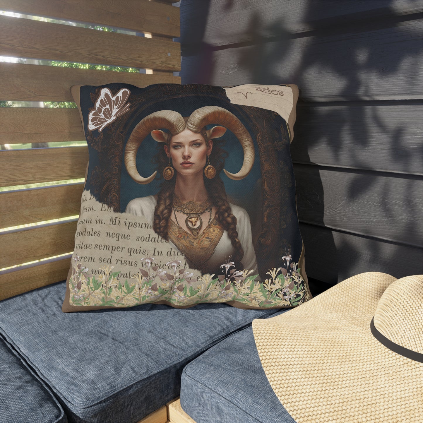 Outdoor Pillow - Aries Zodiac Sign