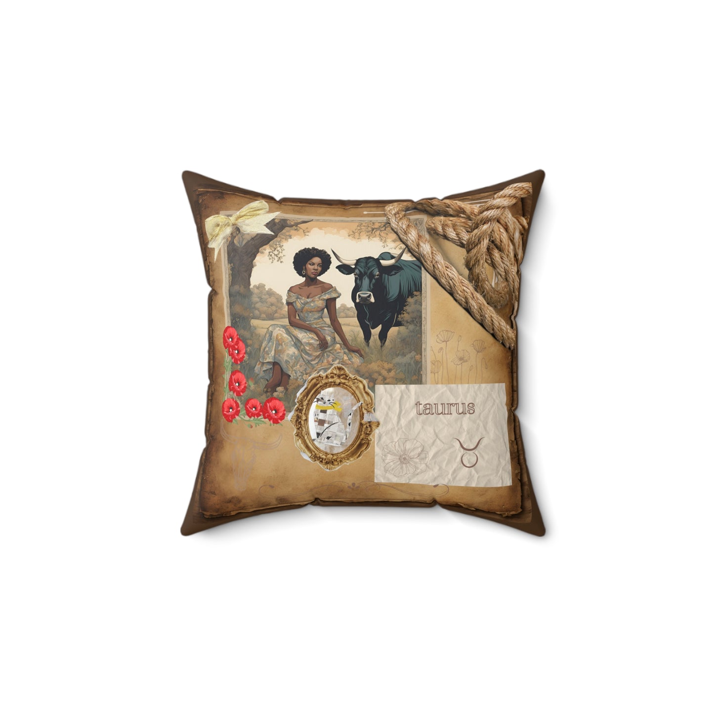 Zodiac Taurus Faux Suede Square Pillow