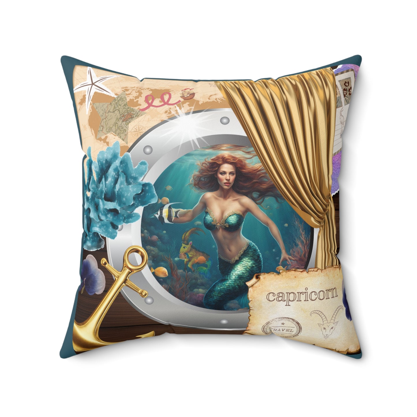 Zodiac Capricorn Faux Suede Square Pillow