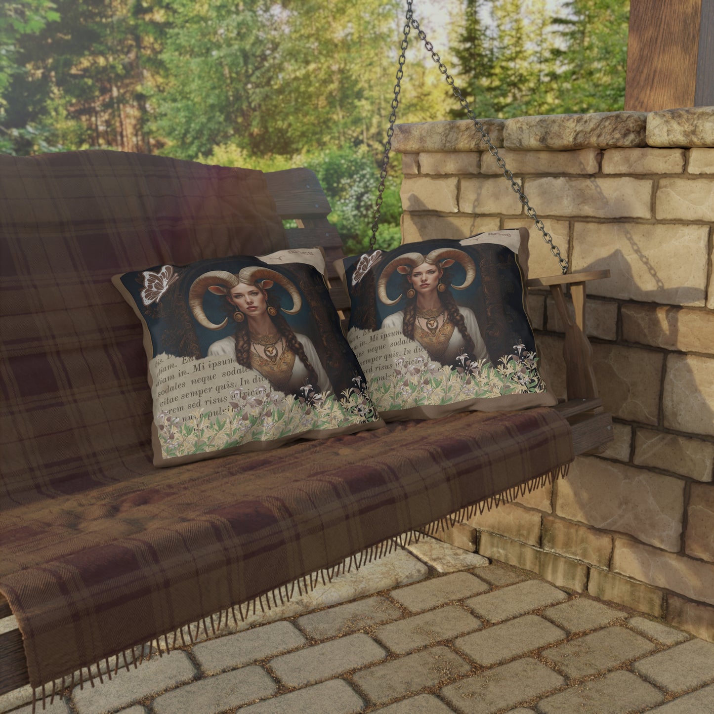 Outdoor Pillow - Aries Zodiac Sign