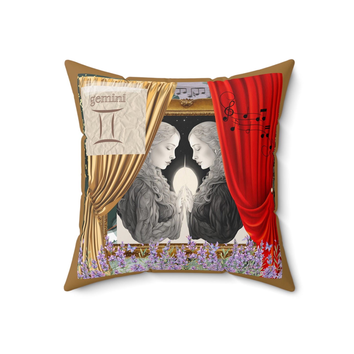 Zodiac Gemini Faux Suede Square Pillow