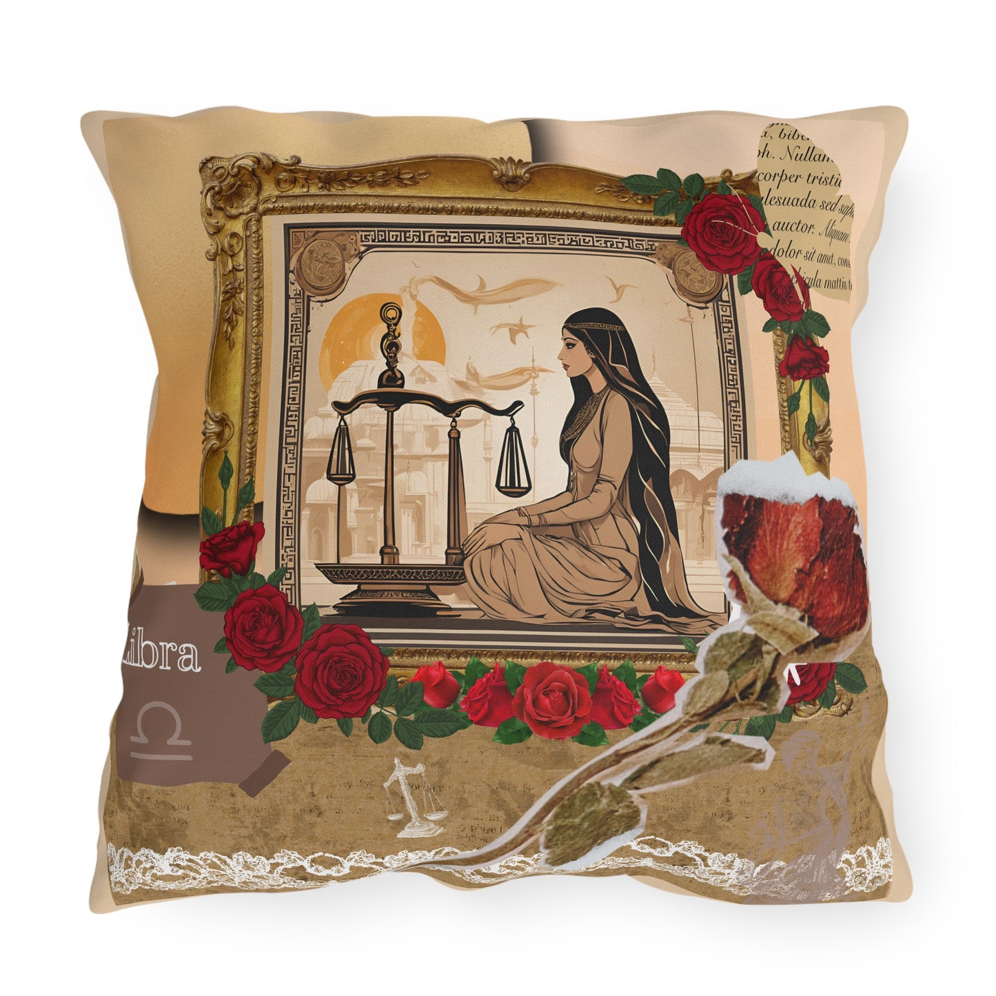 Outdoor Pillow - Libra Zodiac Sign