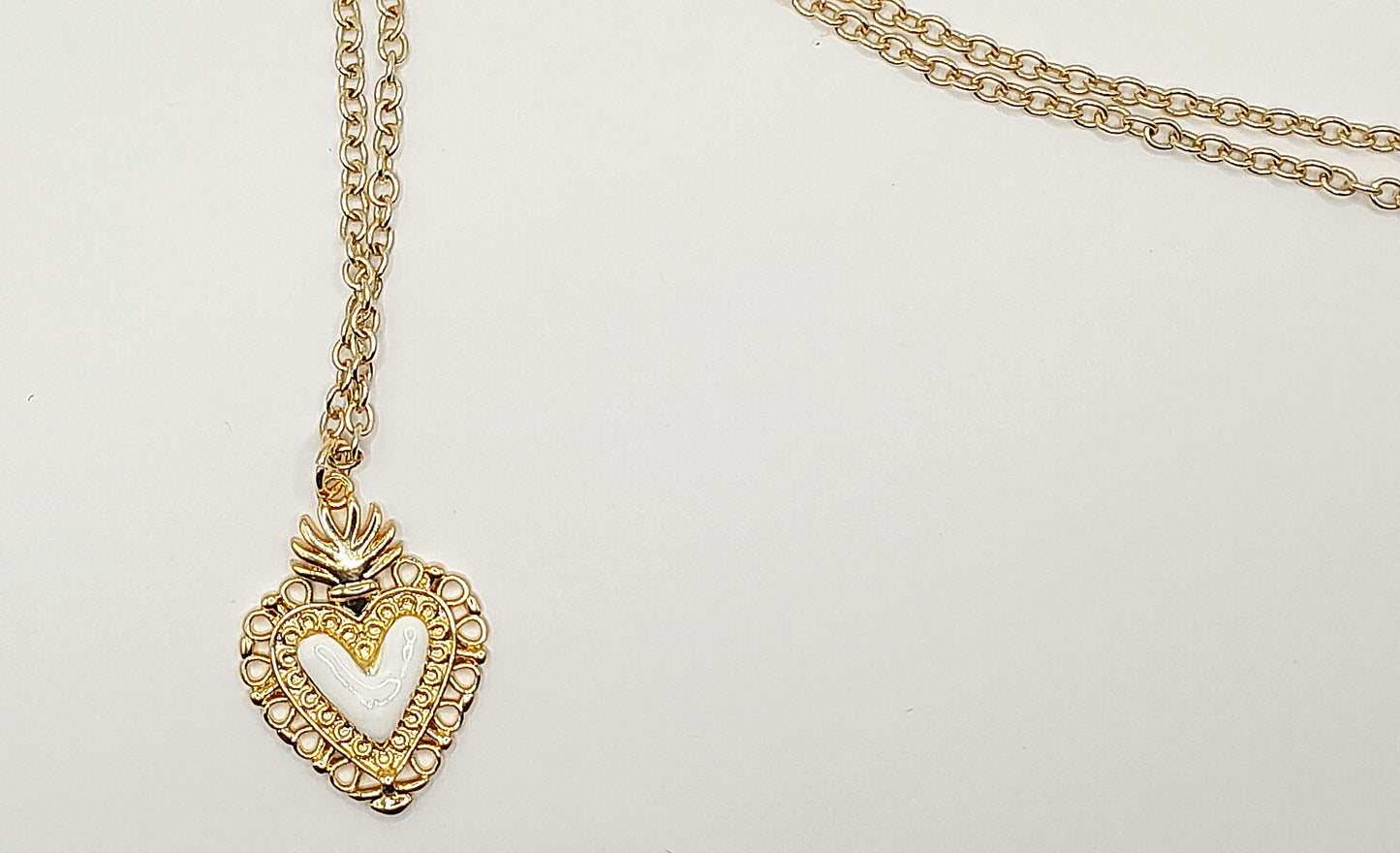 Piece of My Heart Necklace - Enamel Heart Charm on Gold Chain