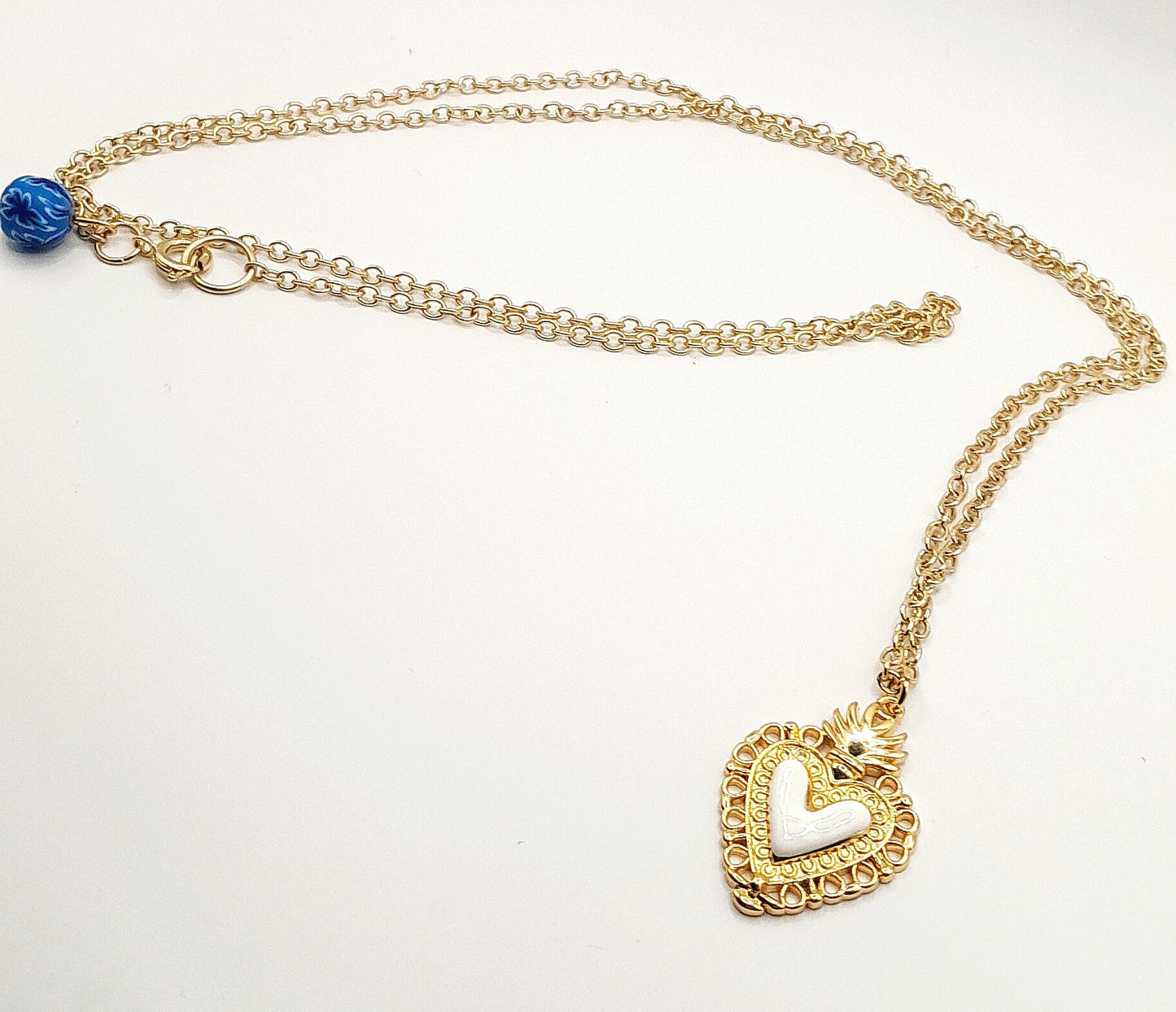 Piece of My Heart Necklace - Enamel Heart Charm on Gold Chain