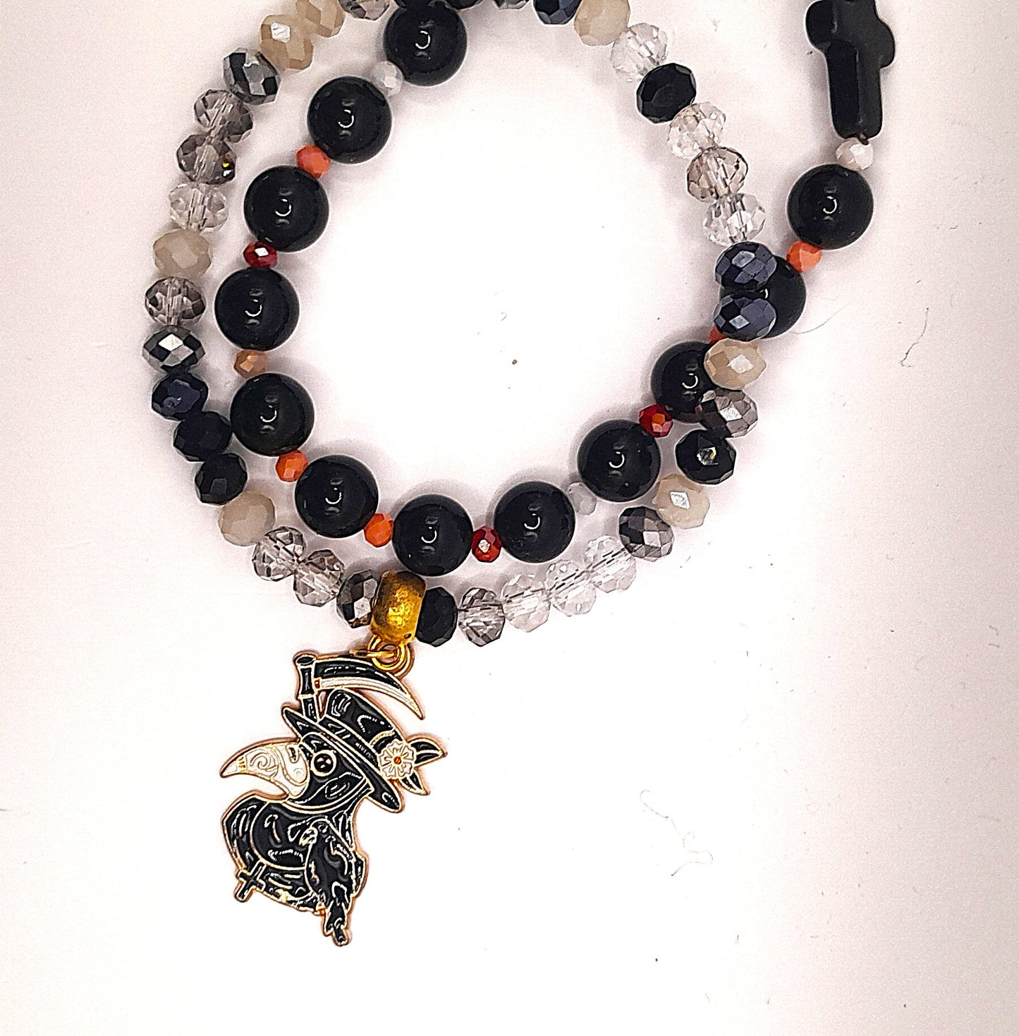 Raven & Plague-Themed Beaded Bracelet Set