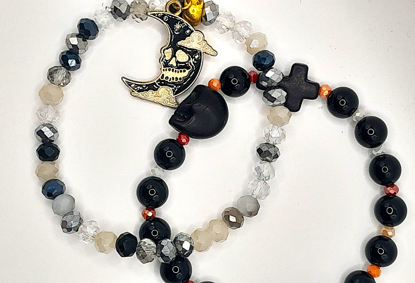 Raven & Plague-Themed Beaded Bracelet Set