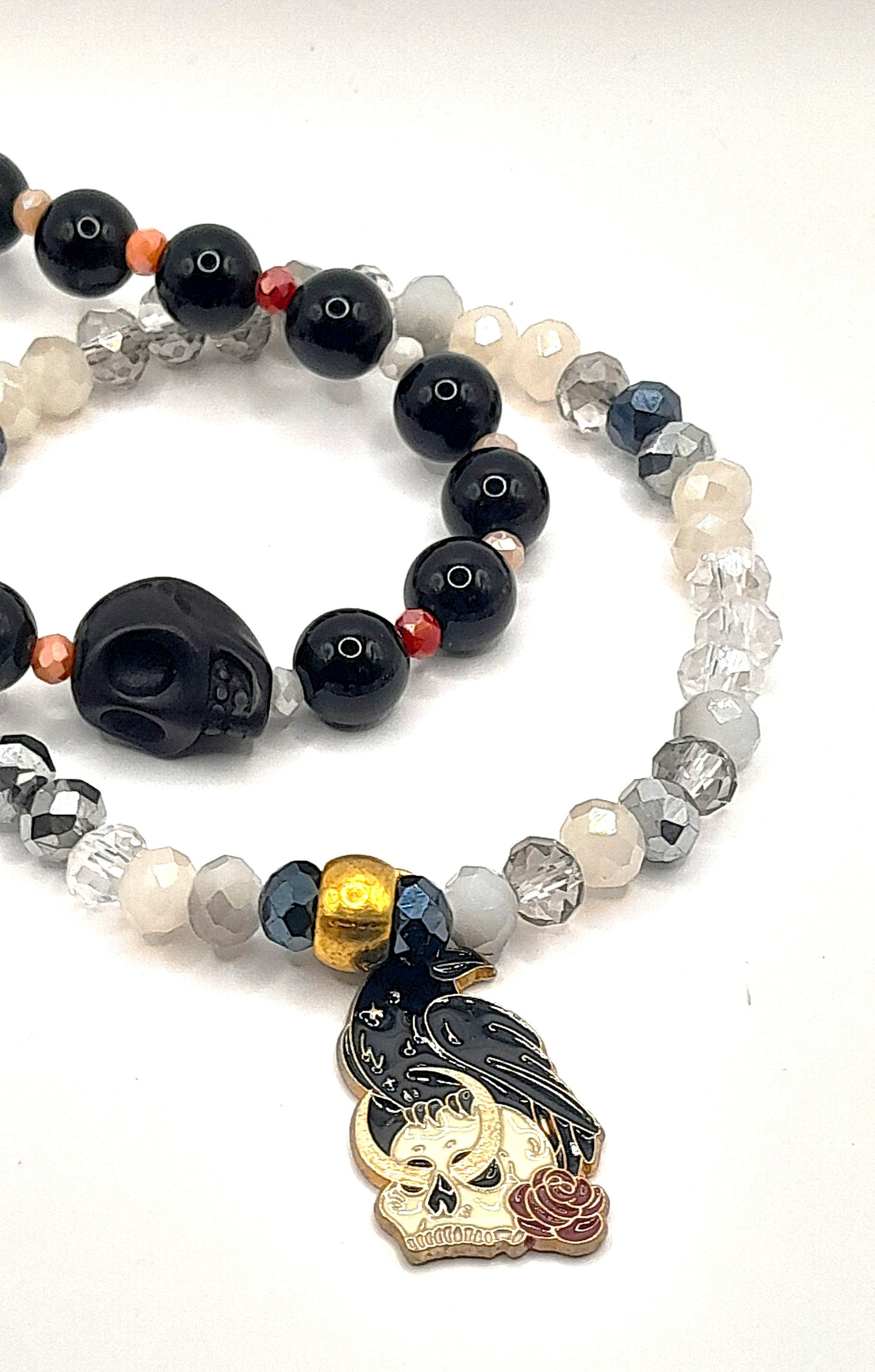 Raven & Plague-Themed Beaded Bracelet Set