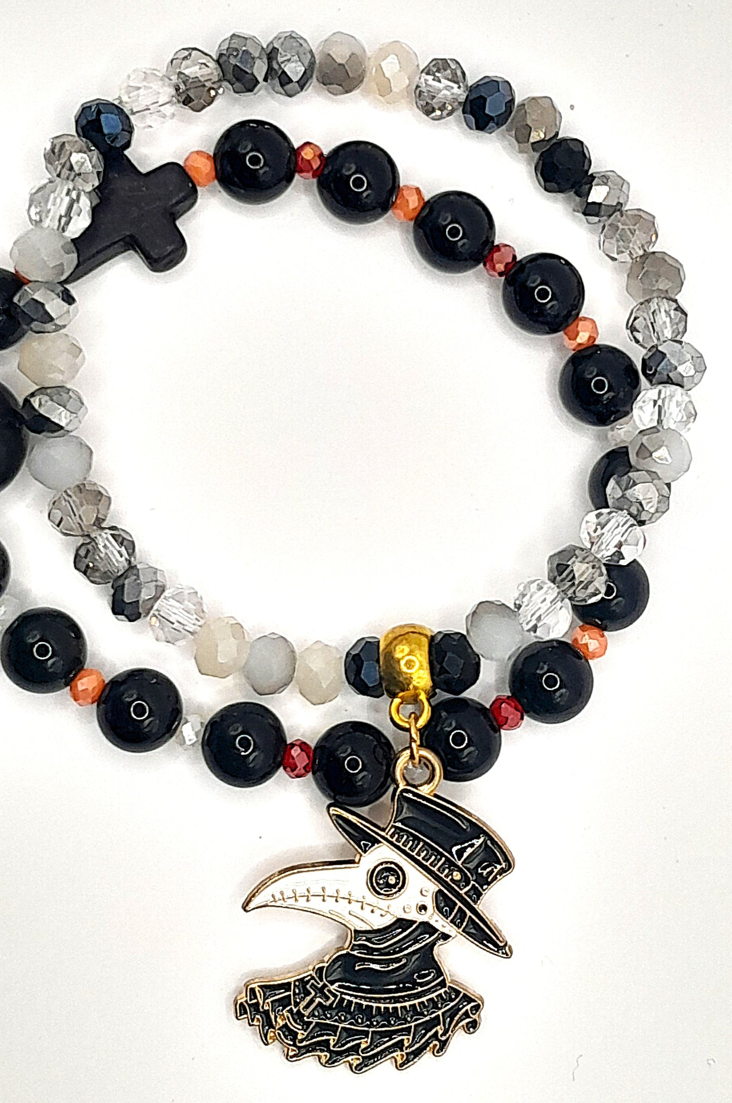 Raven & Plague-Themed Beaded Bracelet Set