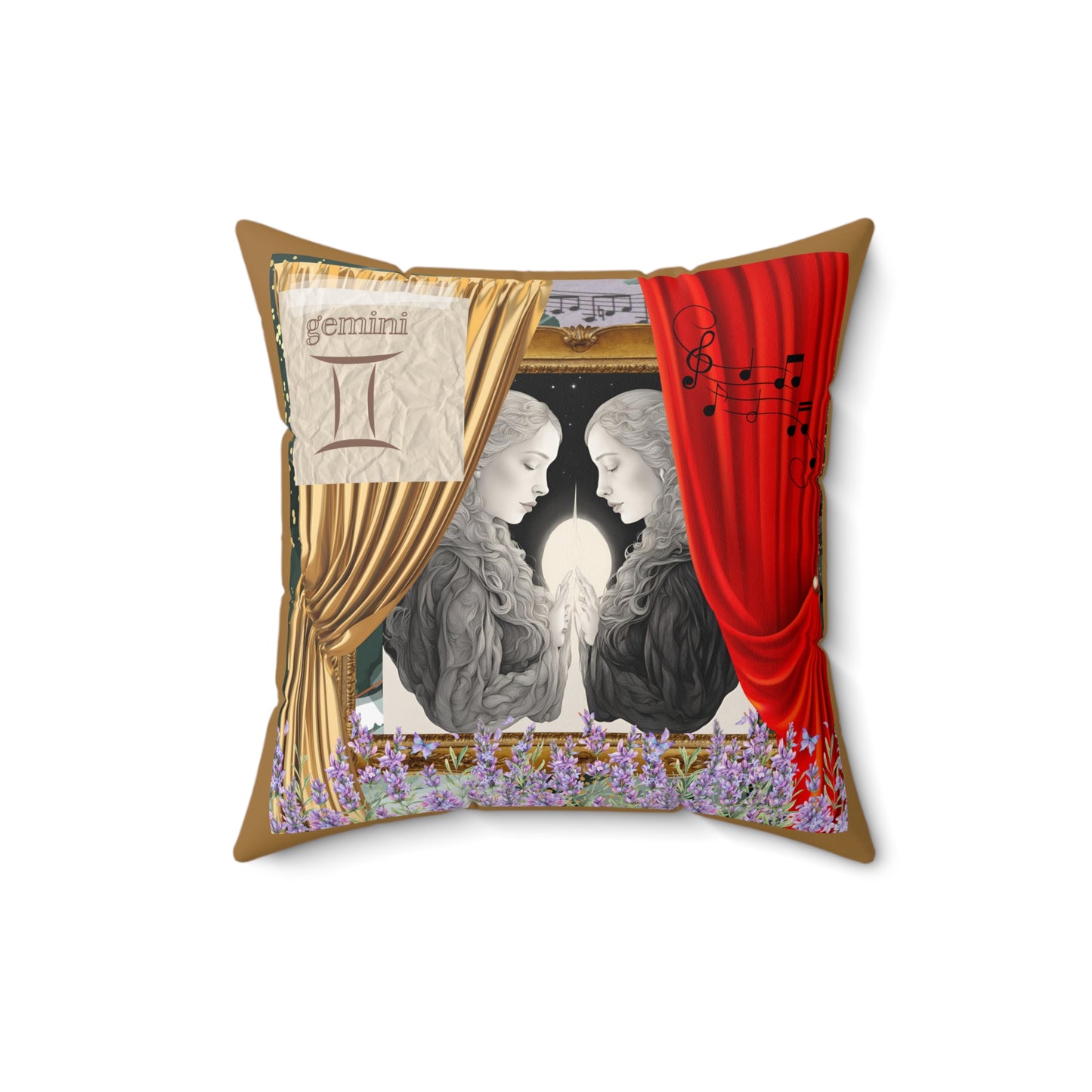 Zodiac Gemini Faux Suede Square Pillow