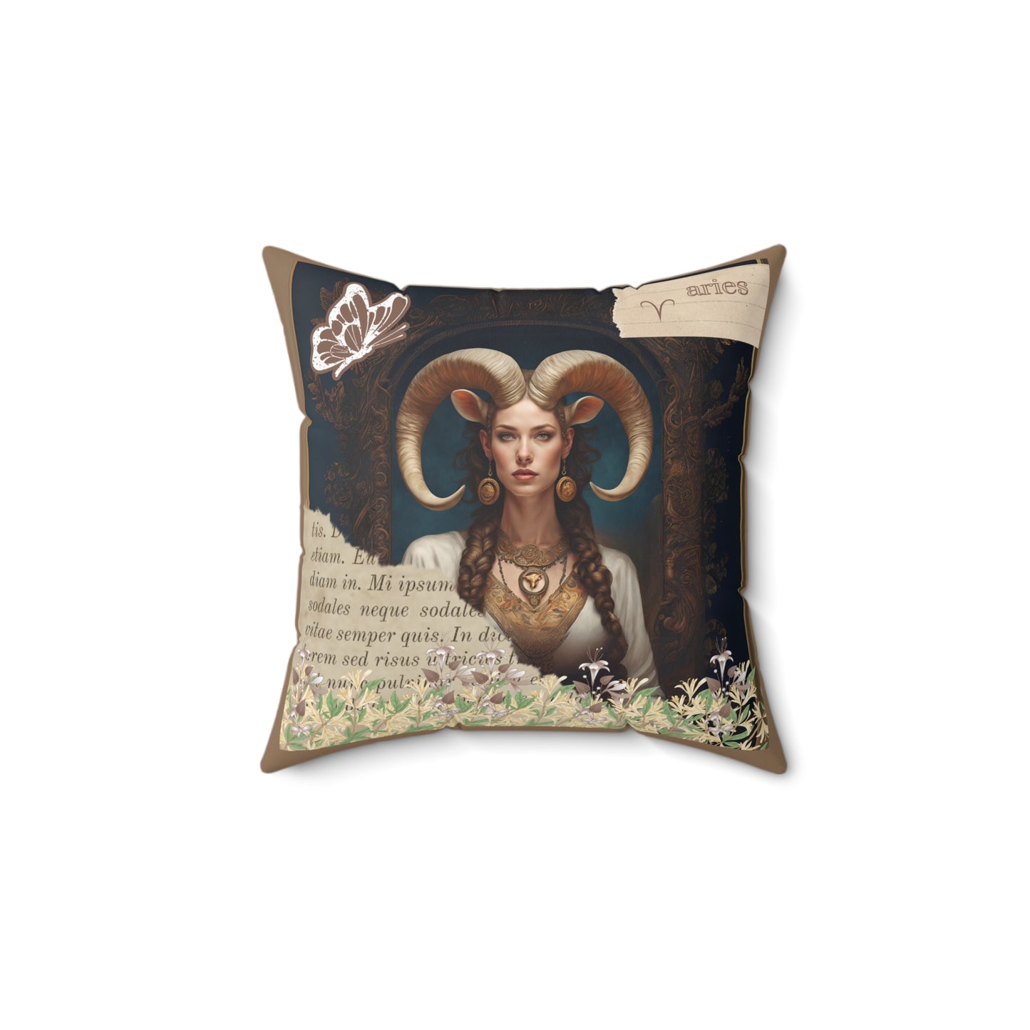 Zodiac Aries Faux Suede Square Pillow