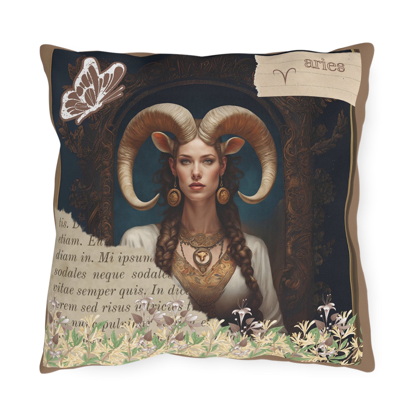 Outdoor Pillow - Aries Zodiac Sign