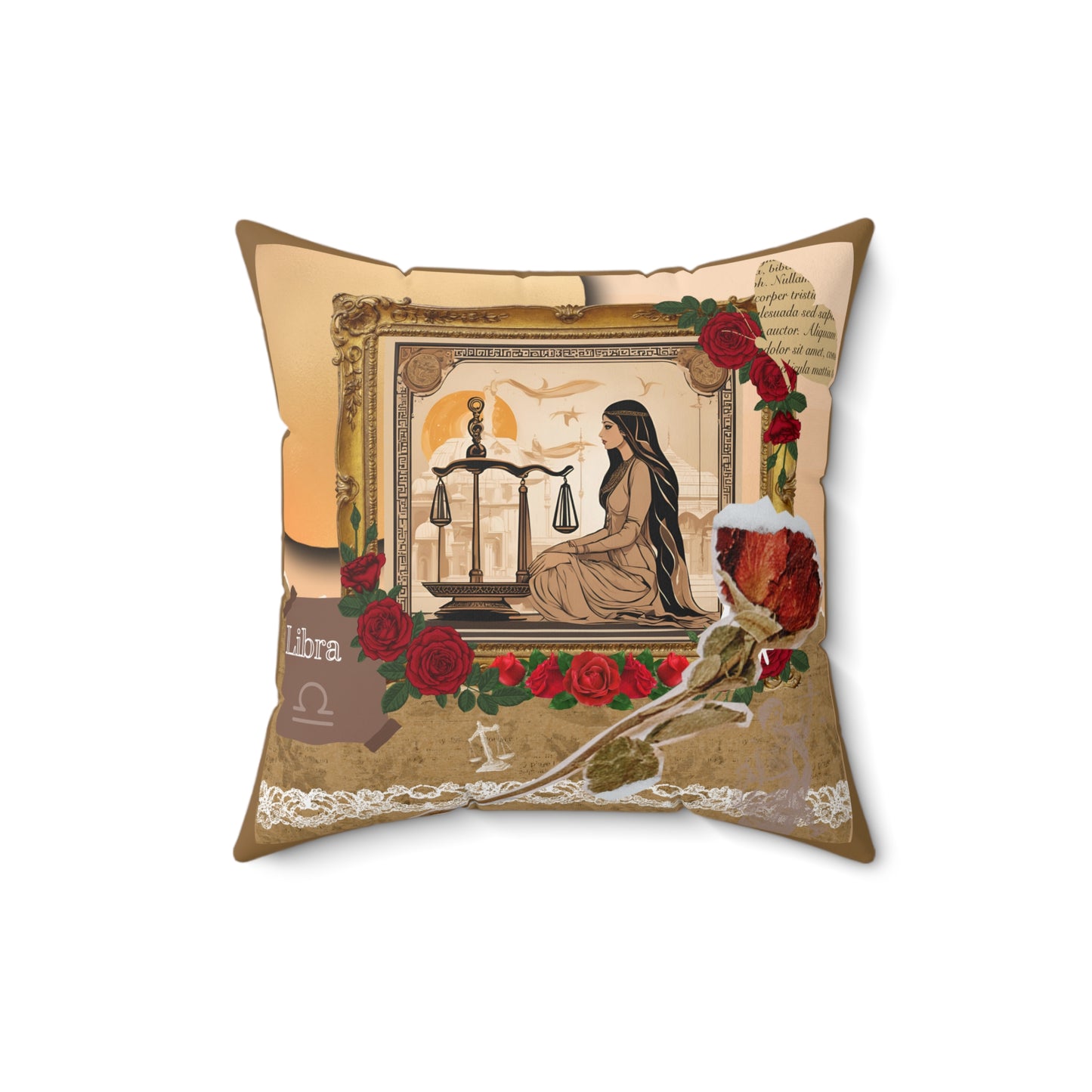 Zodiac Libra Faux Suede Square Pillow