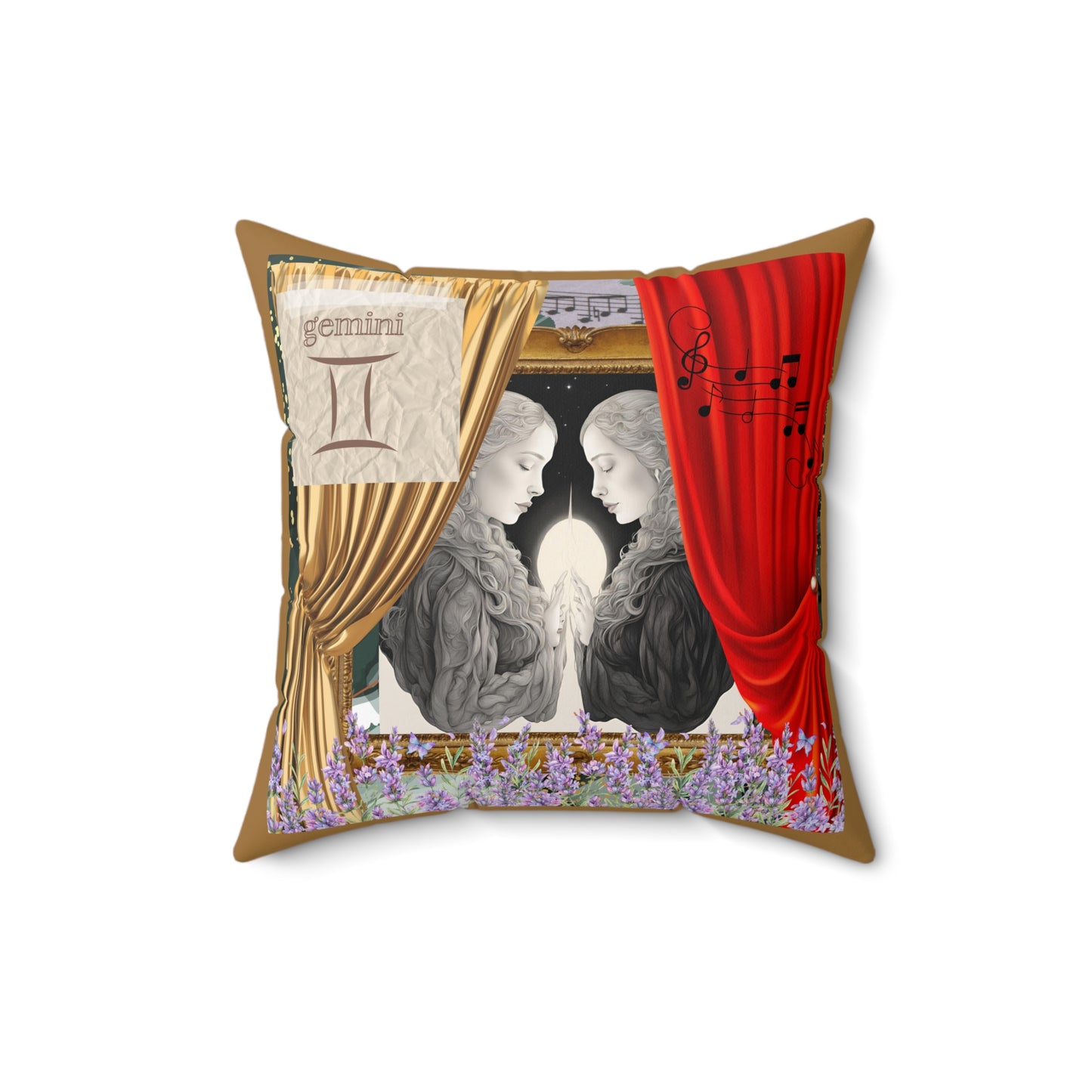 Zodiac Gemini Faux Suede Square Pillow