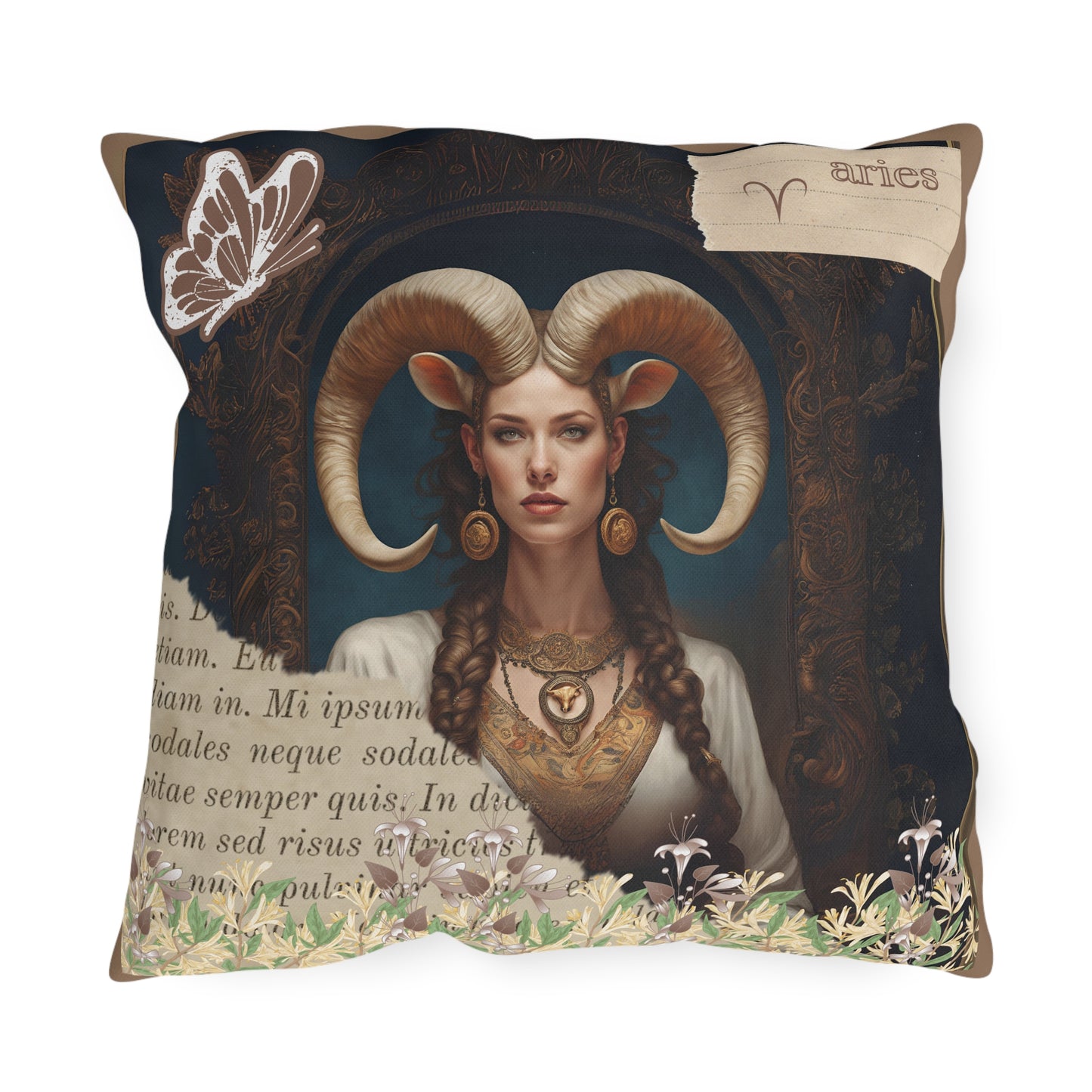 Outdoor Pillow - Aries Zodiac Sign