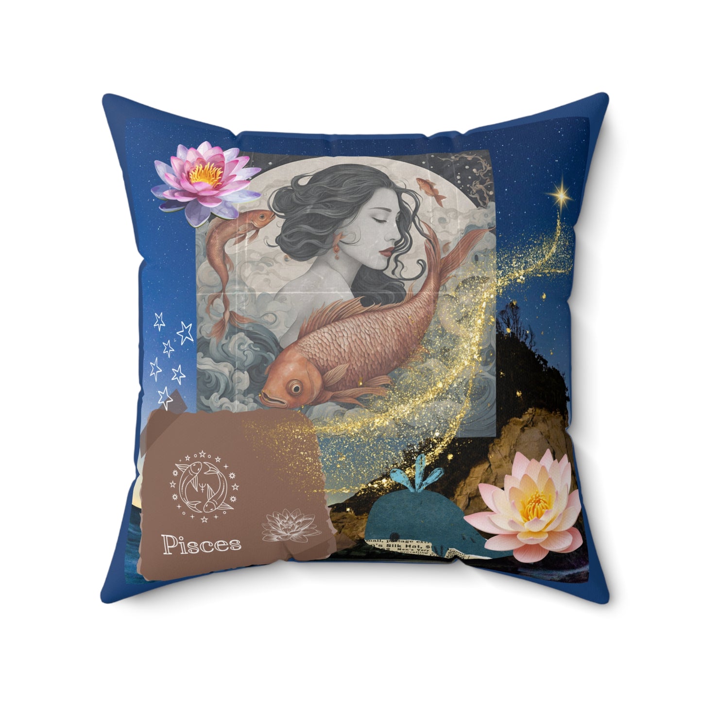 Zodiac Pisces Faux Suede Square Pillow