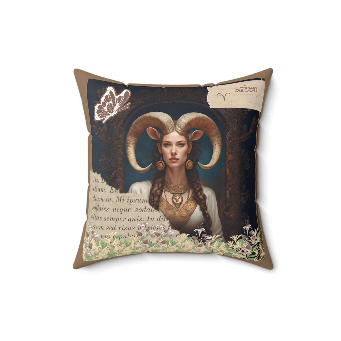 Zodiac Aries Faux Suede Square Pillow