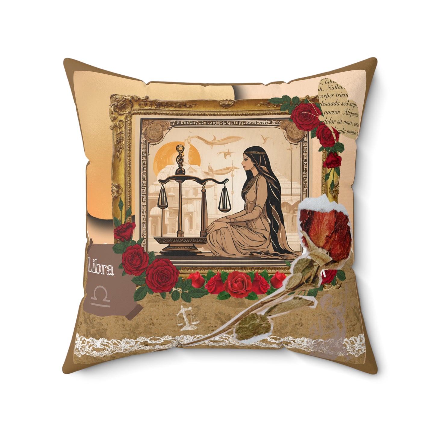 Zodiac Libra Faux Suede Square Pillow