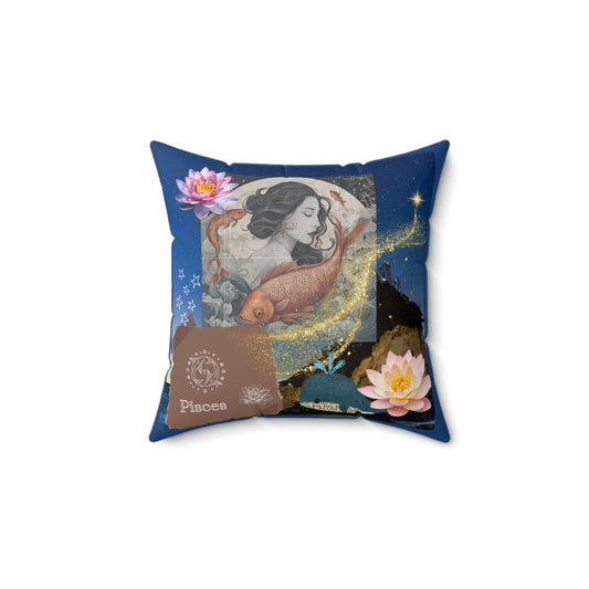 Zodiac Pisces Faux Suede Square Pillow