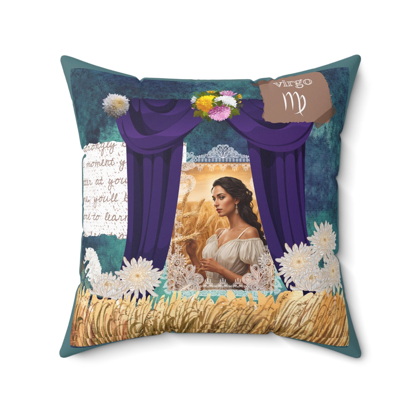 Zodiac Virgo Faux Suede Square Pillow