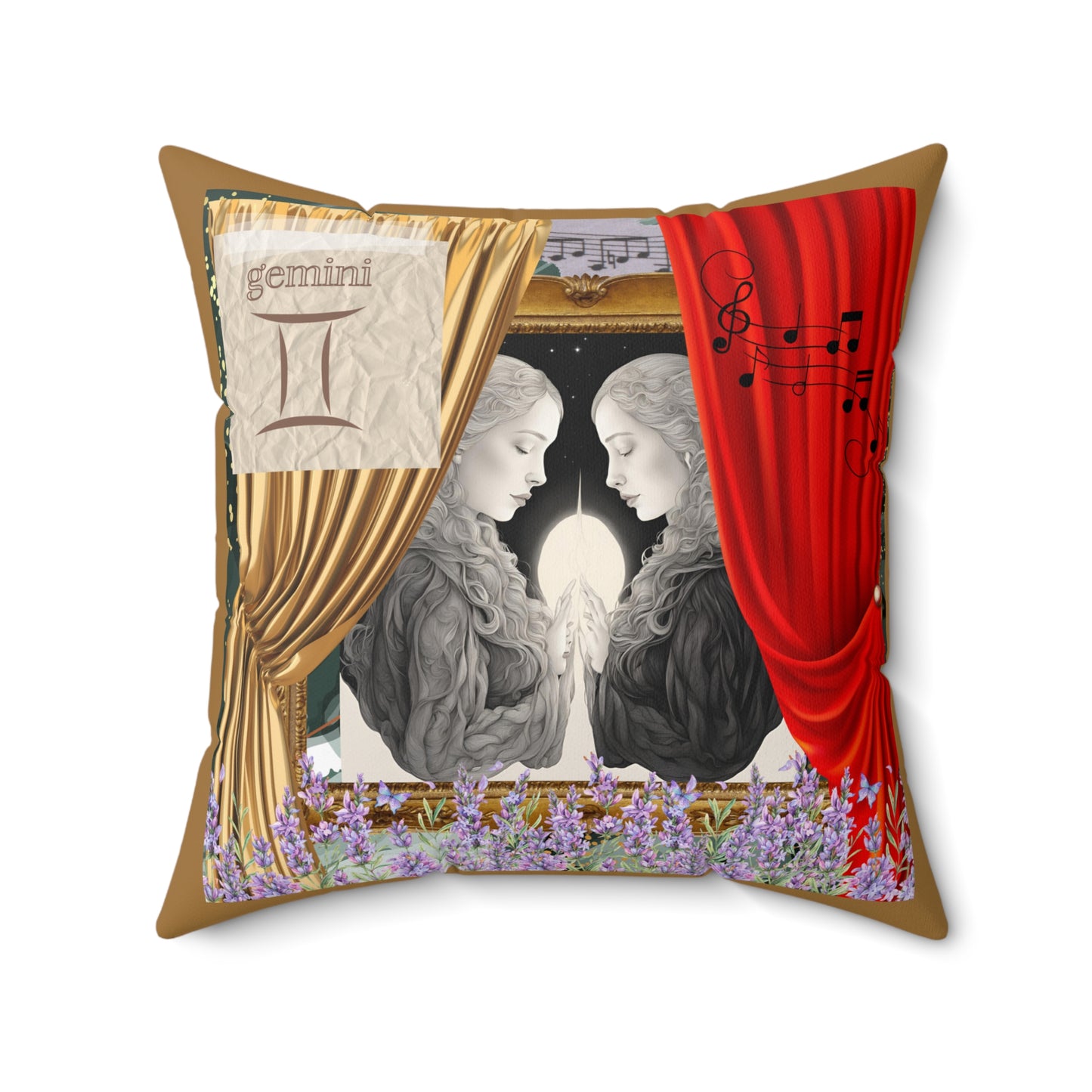 Zodiac Gemini Faux Suede Square Pillow