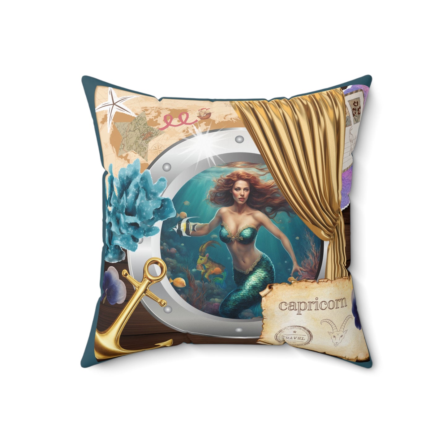 Zodiac Capricorn Faux Suede Square Pillow