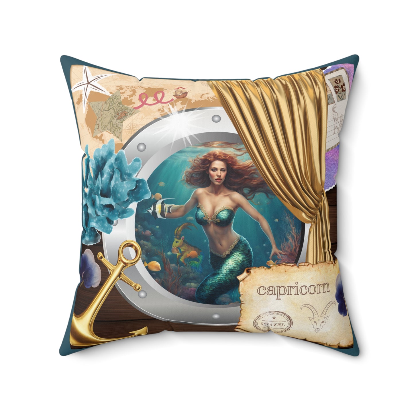 Zodiac Capricorn Faux Suede Square Pillow