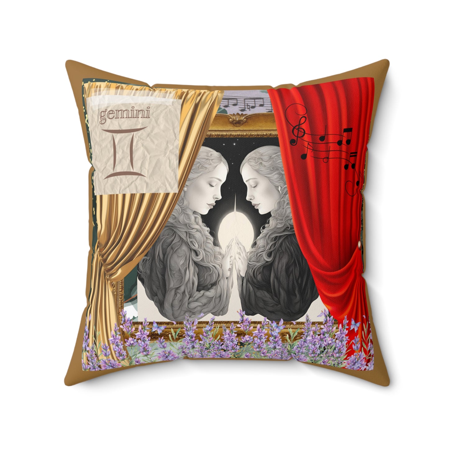 Zodiac Gemini Faux Suede Square Pillow