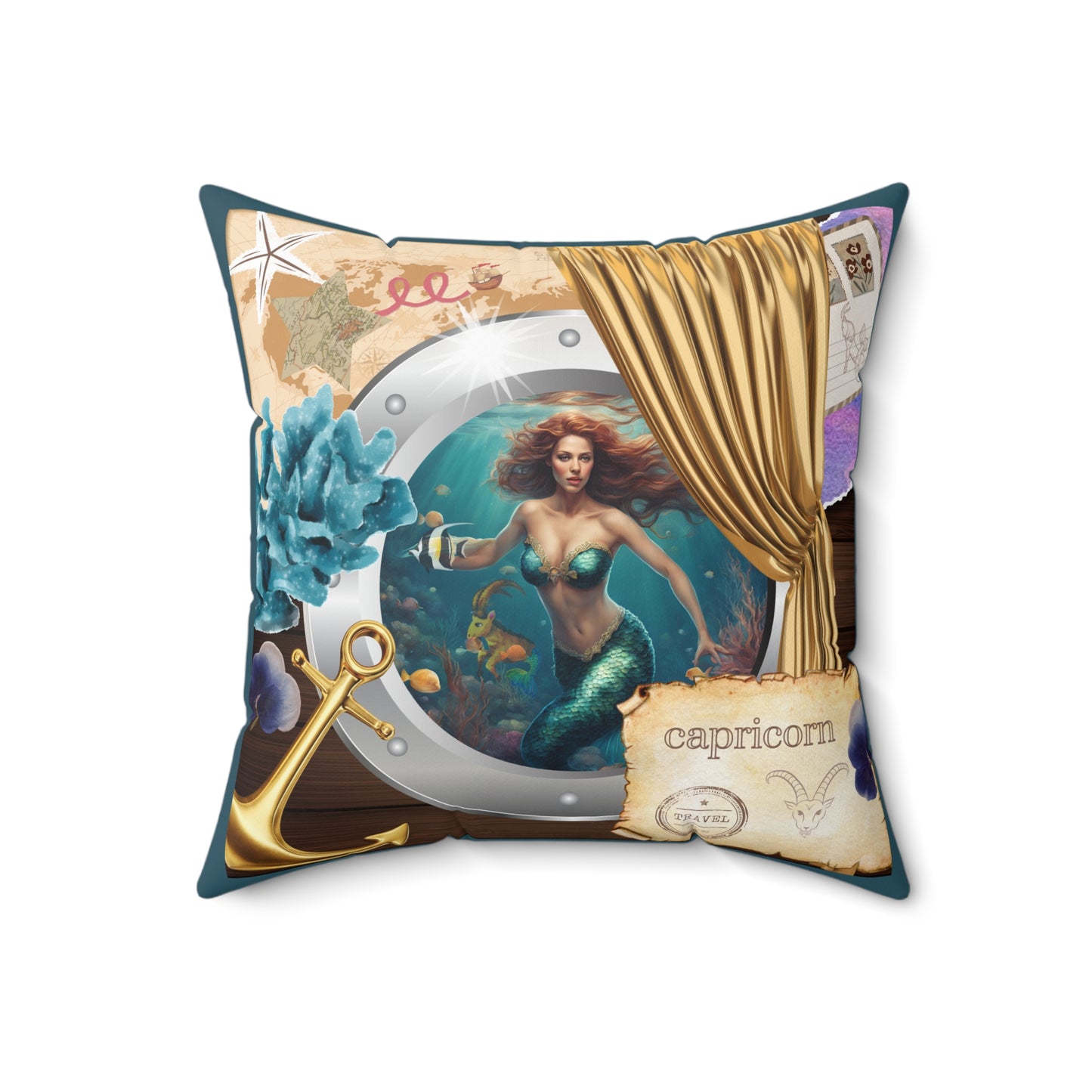 Zodiac Capricorn Faux Suede Square Pillow